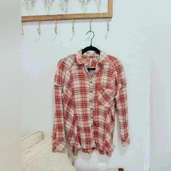 Free People Wild Side Over-Sized Plaid Button-Up Tunic XS - Picture 1 of 6